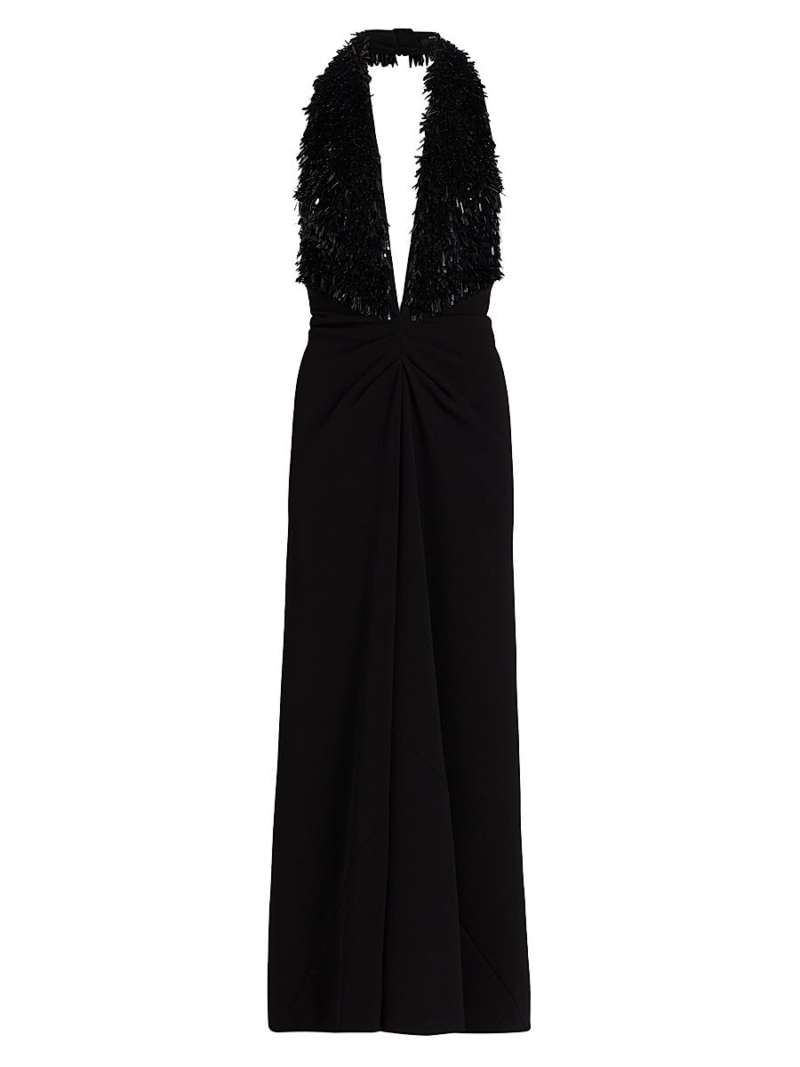 Women's Moira Sequin Fringe Maxi Dress - Black - Size 10
