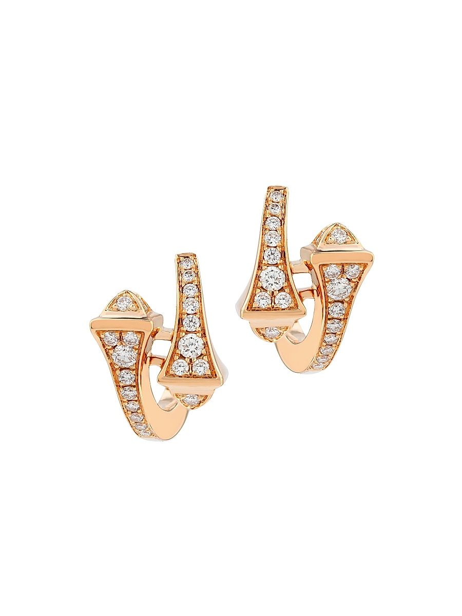 Women's Cleo 18K Rose Gold & Diamond Huggie Earrings - Pink Gold