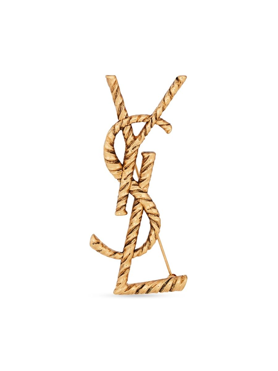 Saint Laurent Women's Opyum YSL Twisted Brooch In Metal - Opyum Gold
