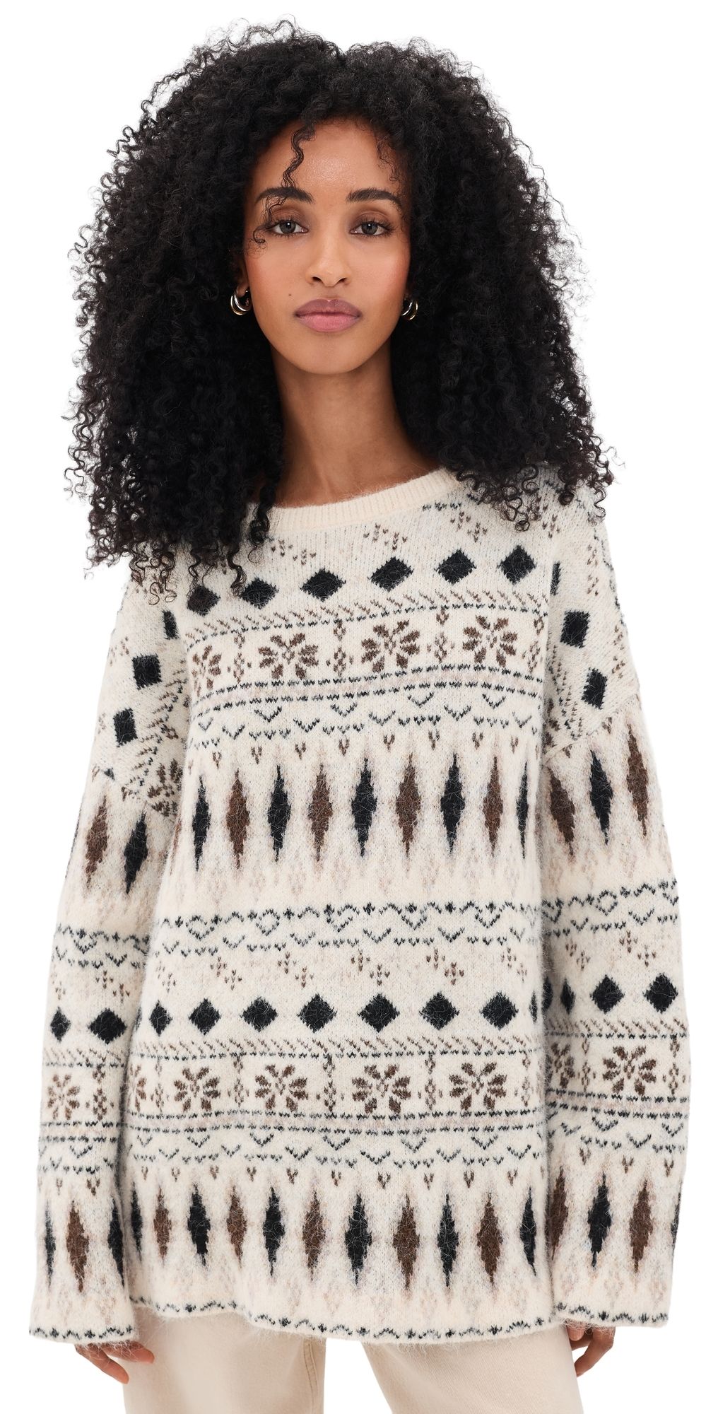 VRG GRL Hayes Fair Isle Knit Sweater Cream S