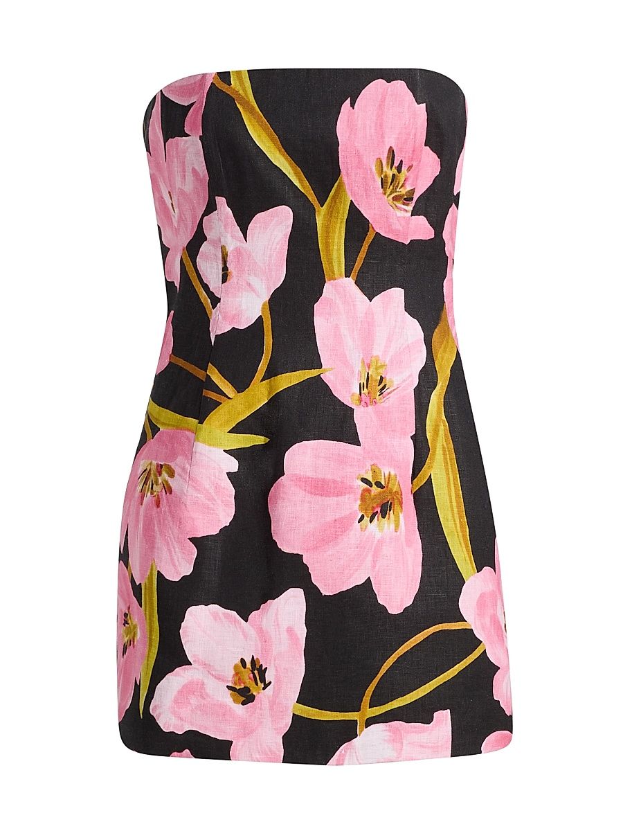 Women's Ines Tulip Print Strapless Minidress - Marais Bloom Black - Size 16