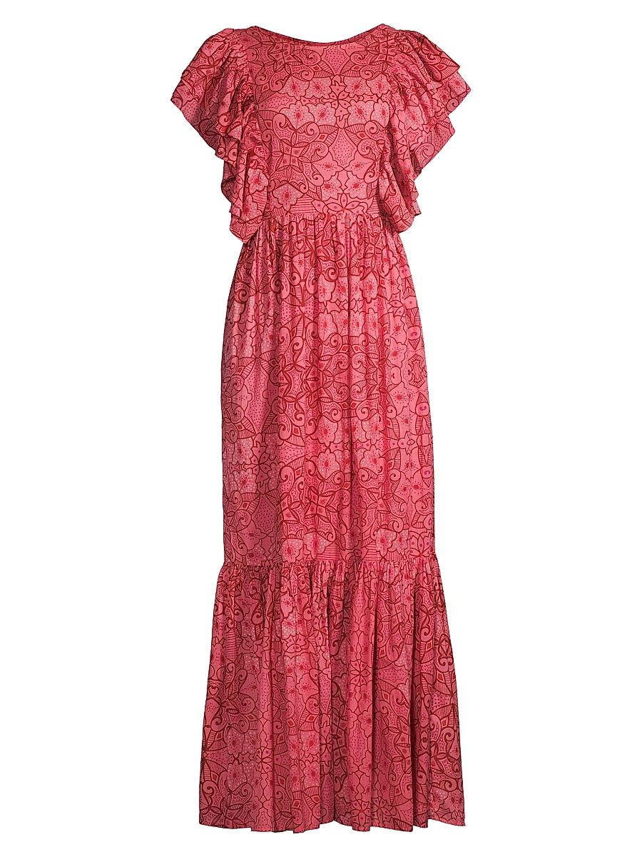 Women's Hendaya Open-Back Maxi Dress - Pink Multi - Size XL