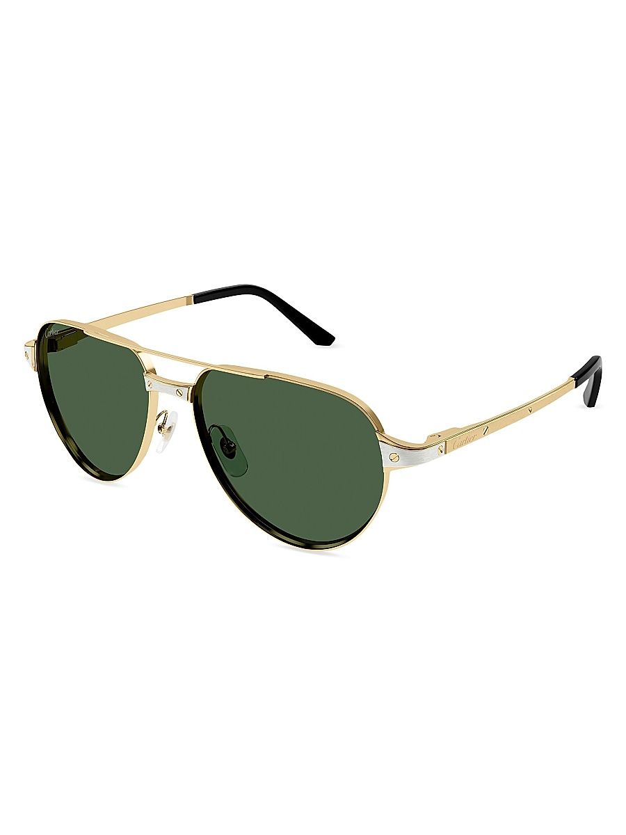 Men's Cartier Santos Evolution 59MM Pilot Sunglasses - Gold