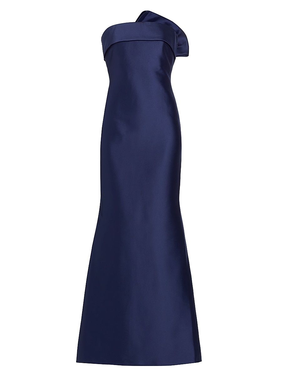 Women's Satin Strapless Gown - Navy - Size 16