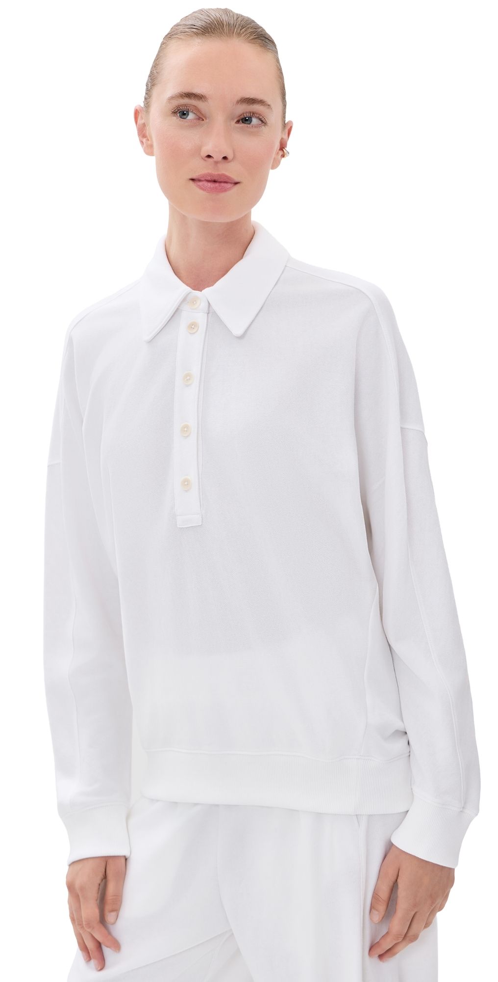 Tibi Lightweight Polo Sweatshirt White XS