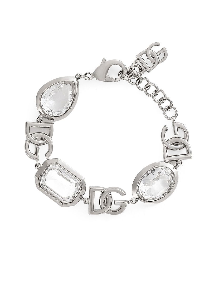 Women's Silvertone & Crystal Logo Bracelet - Silver
