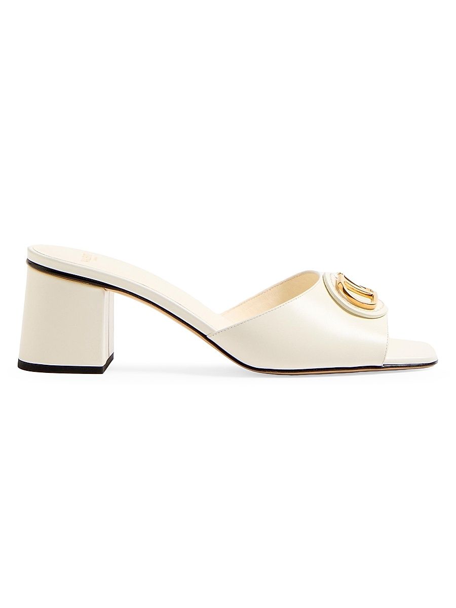 Women's VLogo Signature 60MM Slide Sandals in Calfskin - Ivory - Size 12