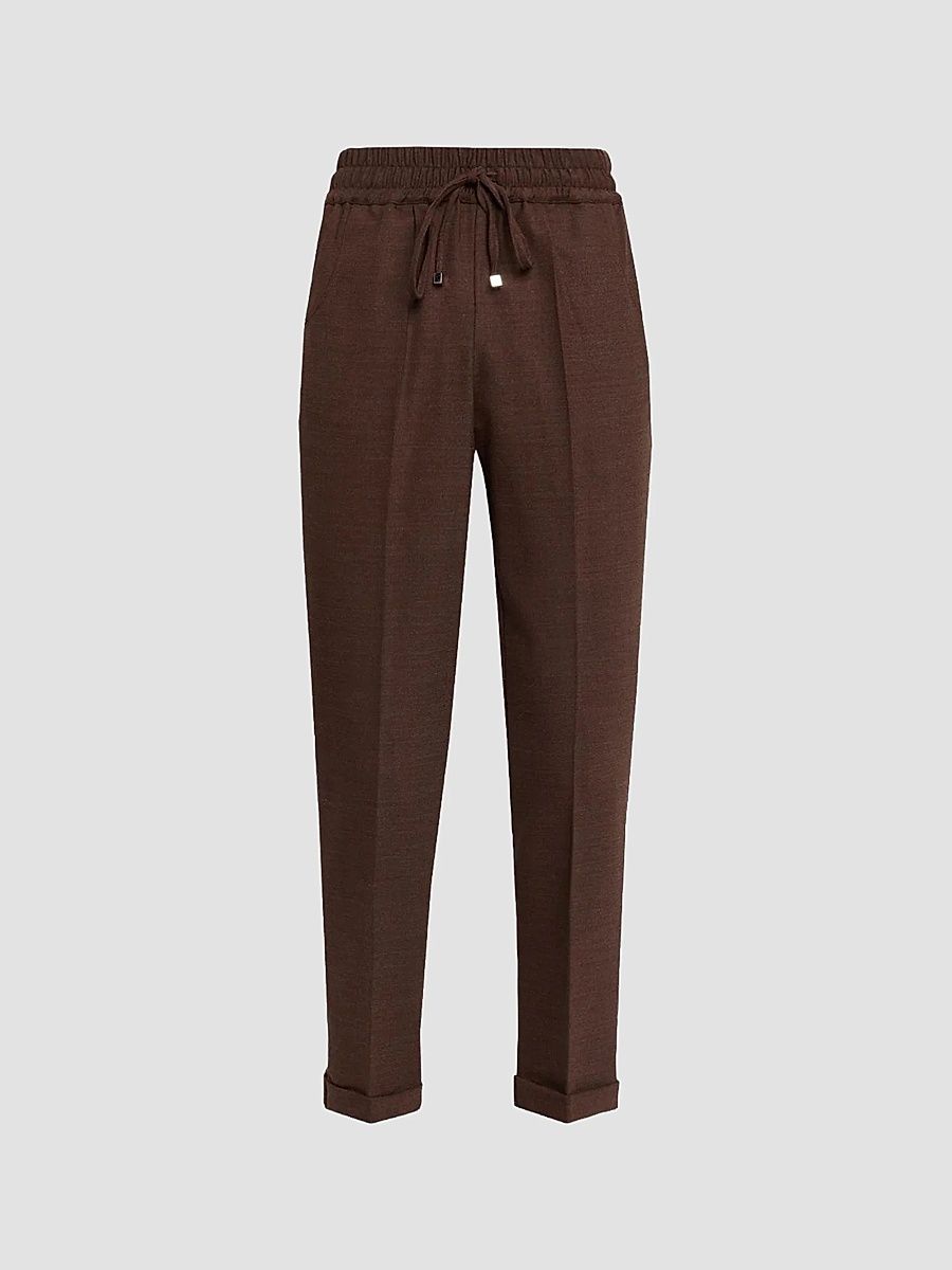 Kiton Women's Stretch Wool Jogger Trousers - Bordeaux - Size 10