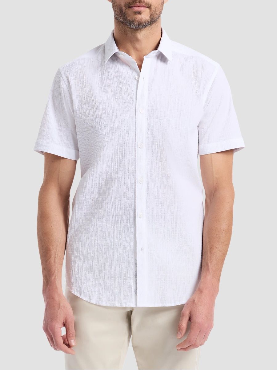 Robert Graham Men's Thresher Seersucker Cotton Short-Sleeve Shirt - White - Size Small