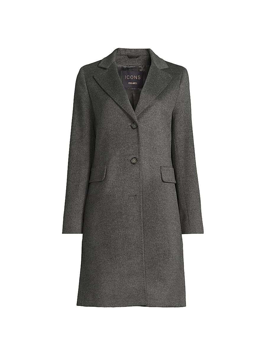 Women's Icons Wool-Cashmere Mid-Length Coat - Gray - Size 2