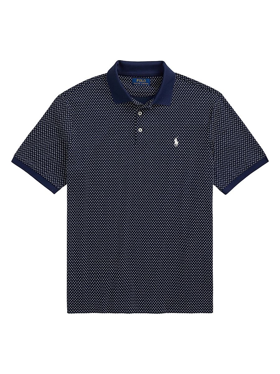 Men's Classic-Fit Print Soft Cotton Polo Shirt - Double Deco Navy - Size XXL