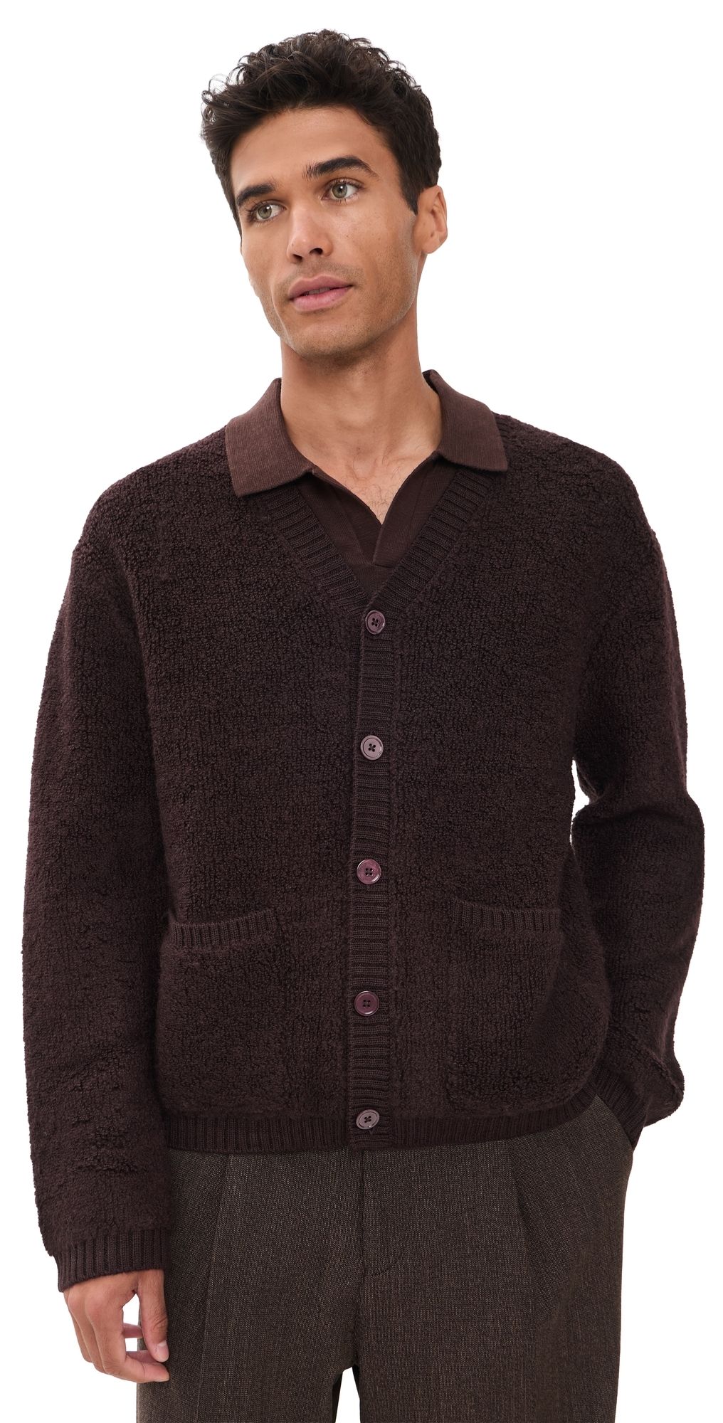 NN07 Terry Fleece Cardigan Deep Truffle XL