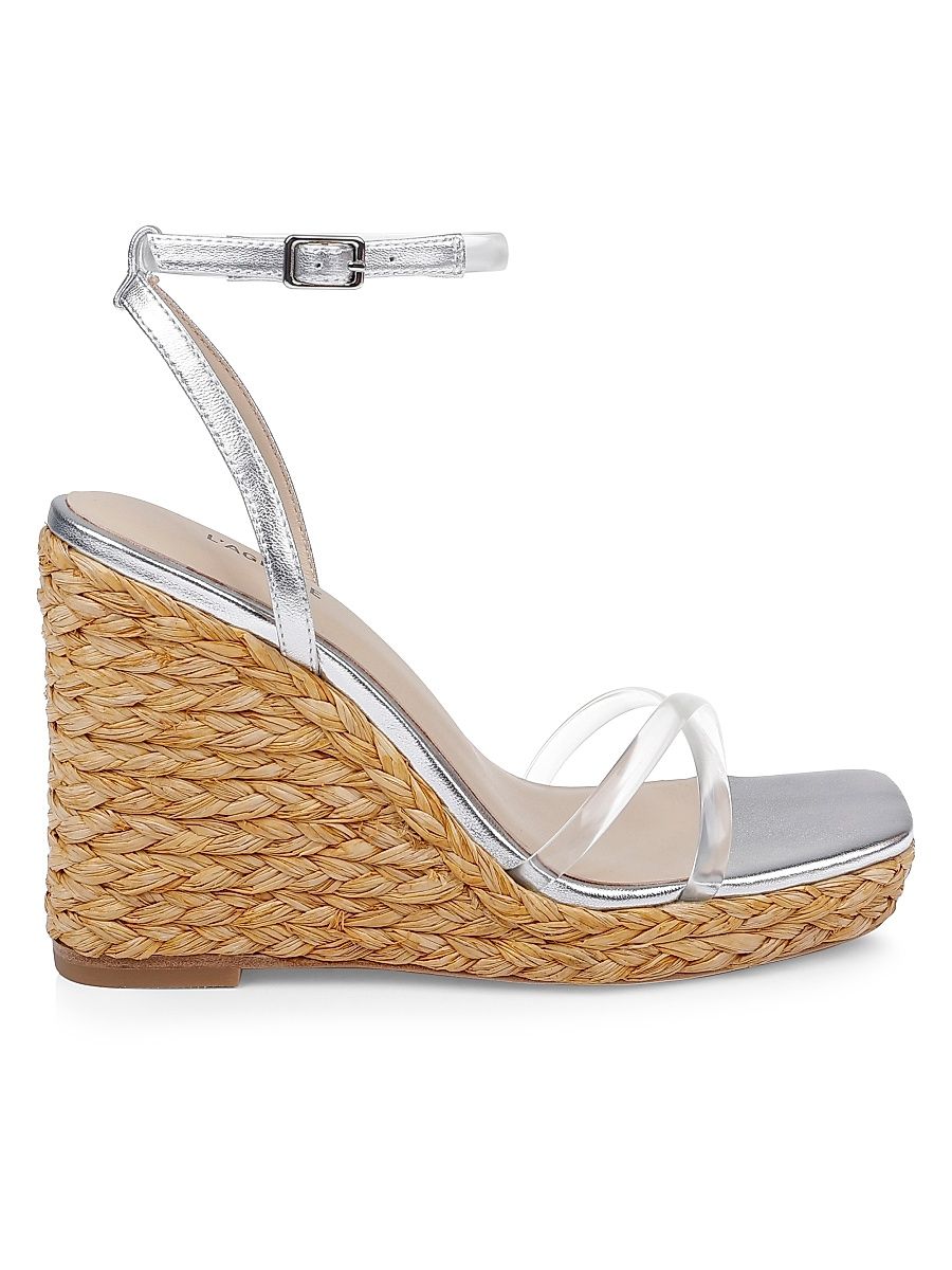 Women's Malone 110MM Espadrille Wedge Sandals - Silver - Size 9.5
