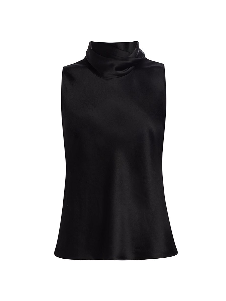 Women's Barb Satin Cowlneck Top - Black - Size XL