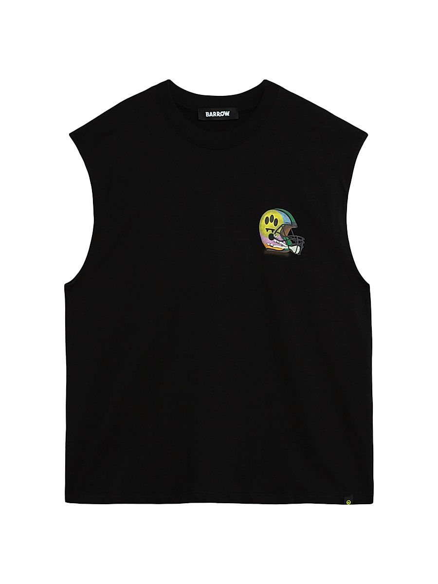 Men's Sleeveless Cotton T-Shirt - Nero Black - Size Medium