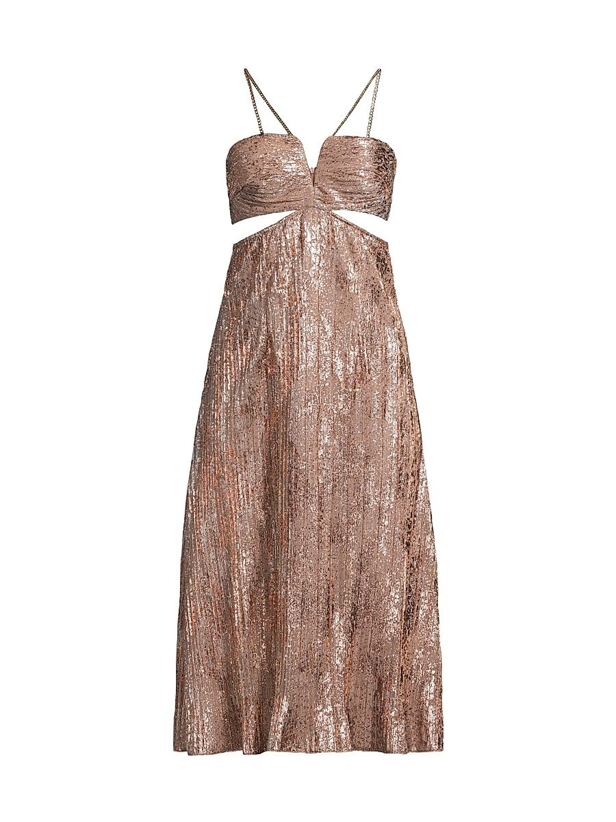 Women's Foil Cut-Out Midi-Dress - Rose Gold - Size 8