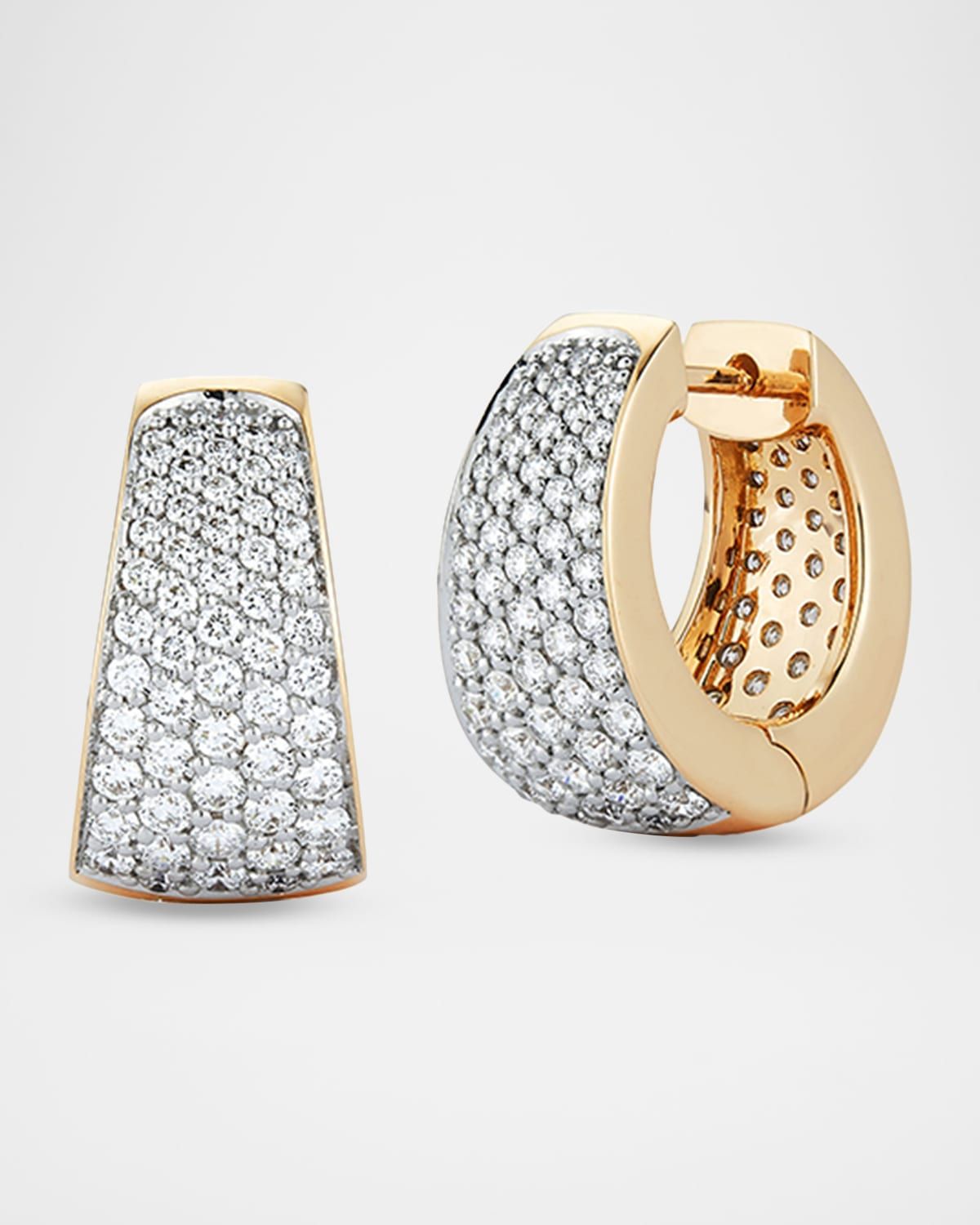 Lytton 18K Yellow Gold Pave Tapering Hoop Earrings