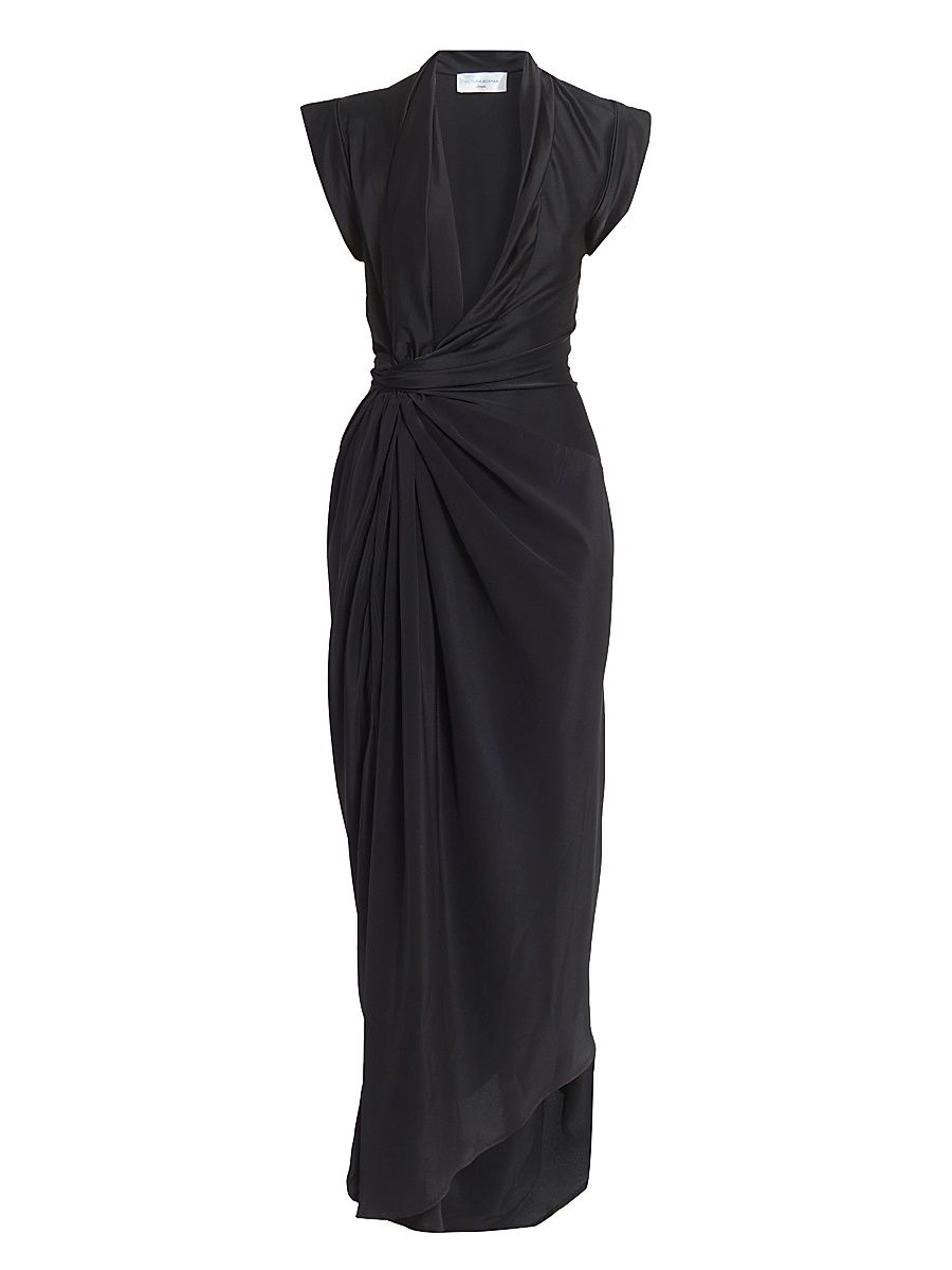 Women's Asymmetric Twist Silk Cocktail Dress - Black - Size 0