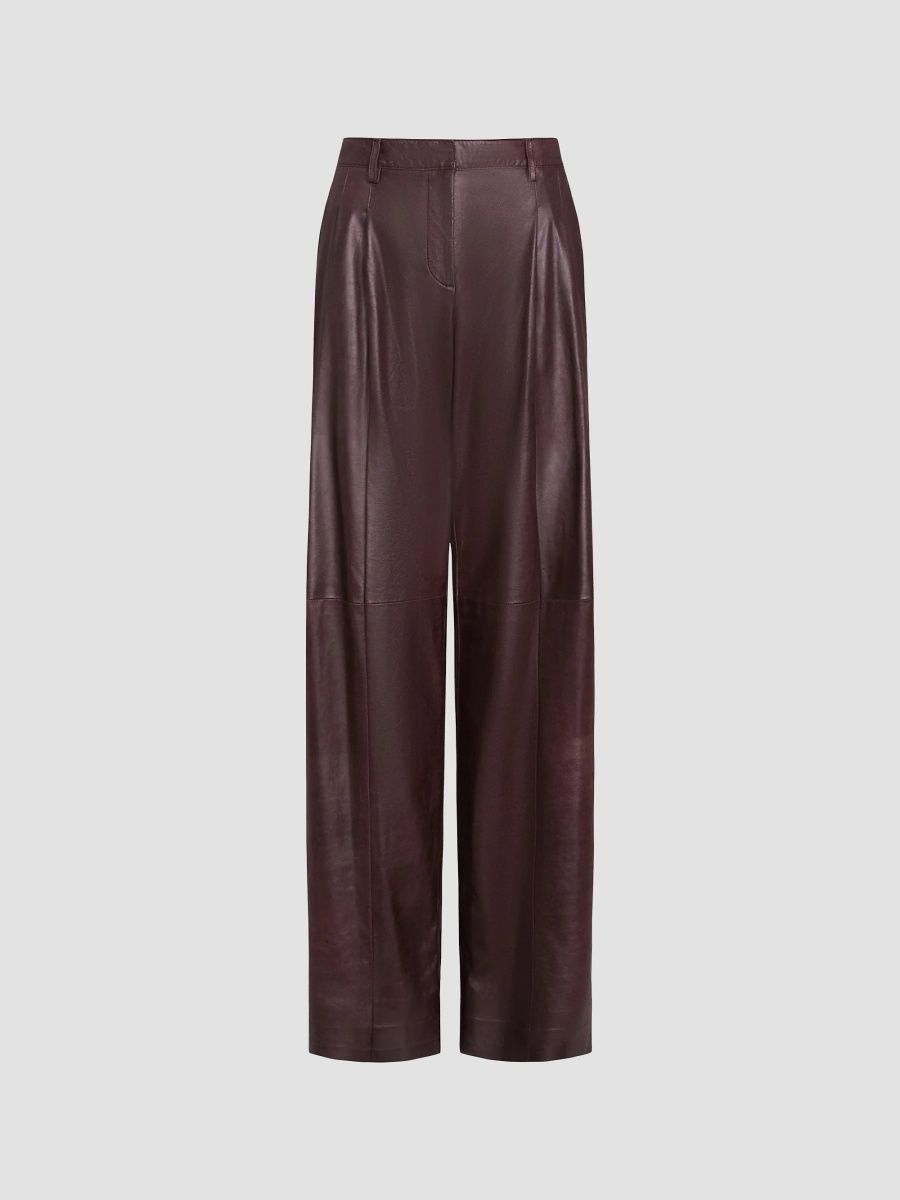 TWP Women's Sulli Leather Straight Pants - Wine - Size 0