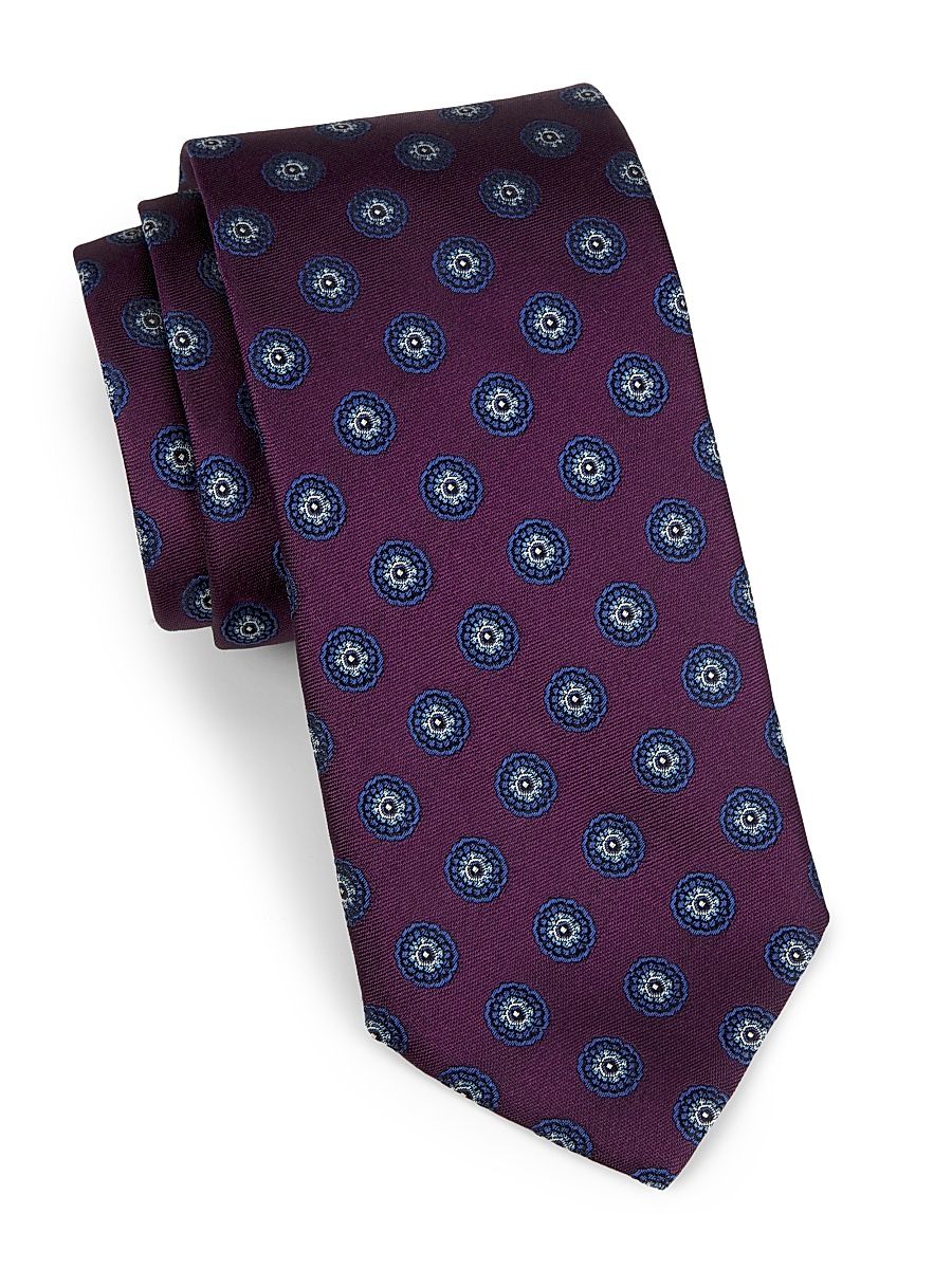 Men's Medallion Silk Tie - Purple