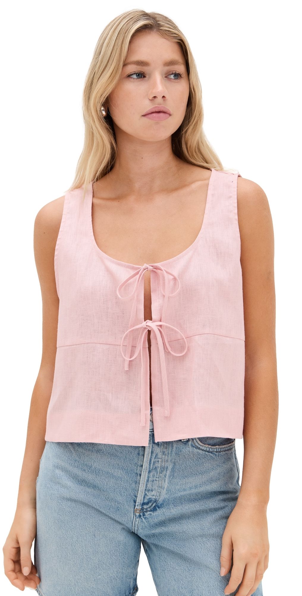 VRG GRL Nessa Linen Smock Top Pink L