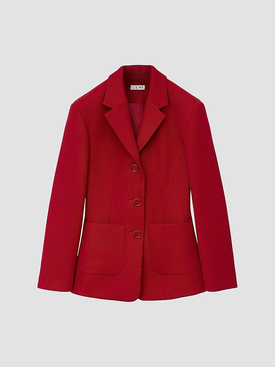 LOEWE Women's Ponte Single-Breasted Blazer - Red - Size 2