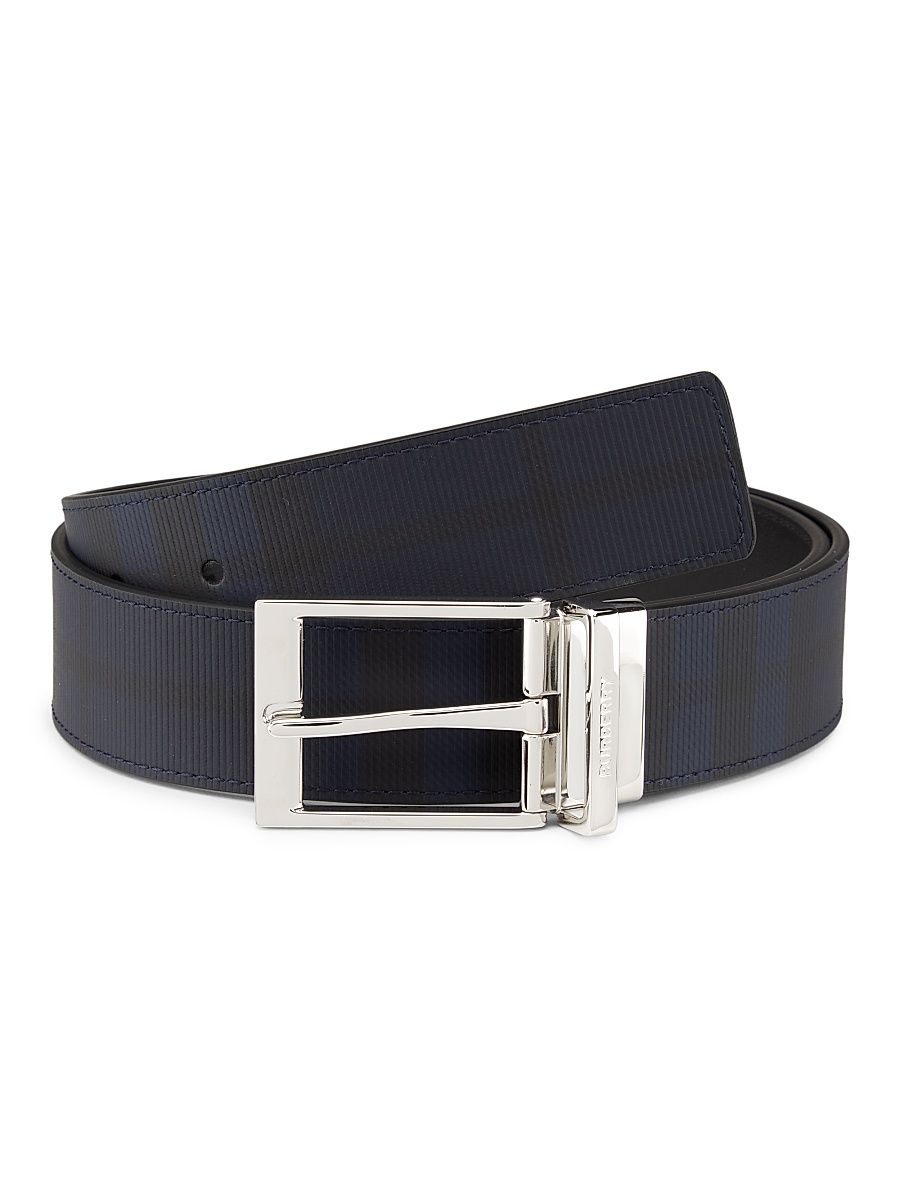 Men's Louis Pin-Buckle Reversible Leather Belt - Navy Black - Size 32