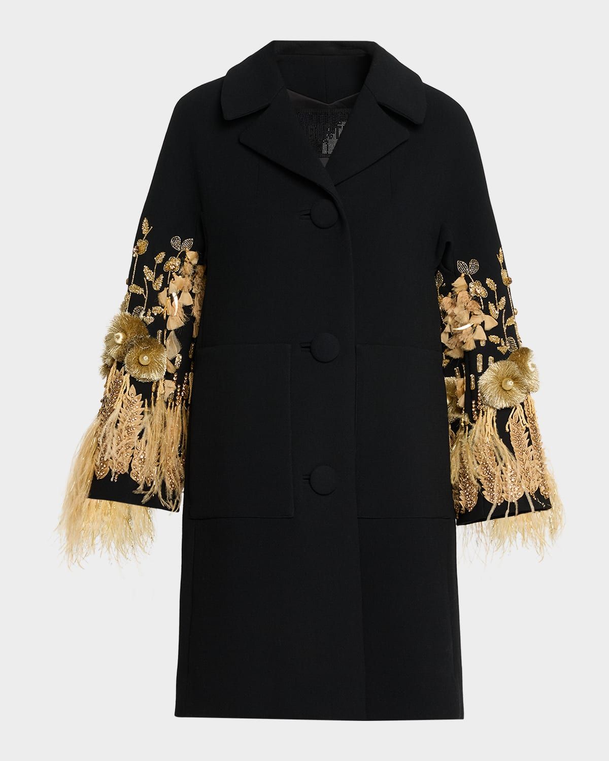 Gilded Stardust Embroidered Single-Breasted Top Coat