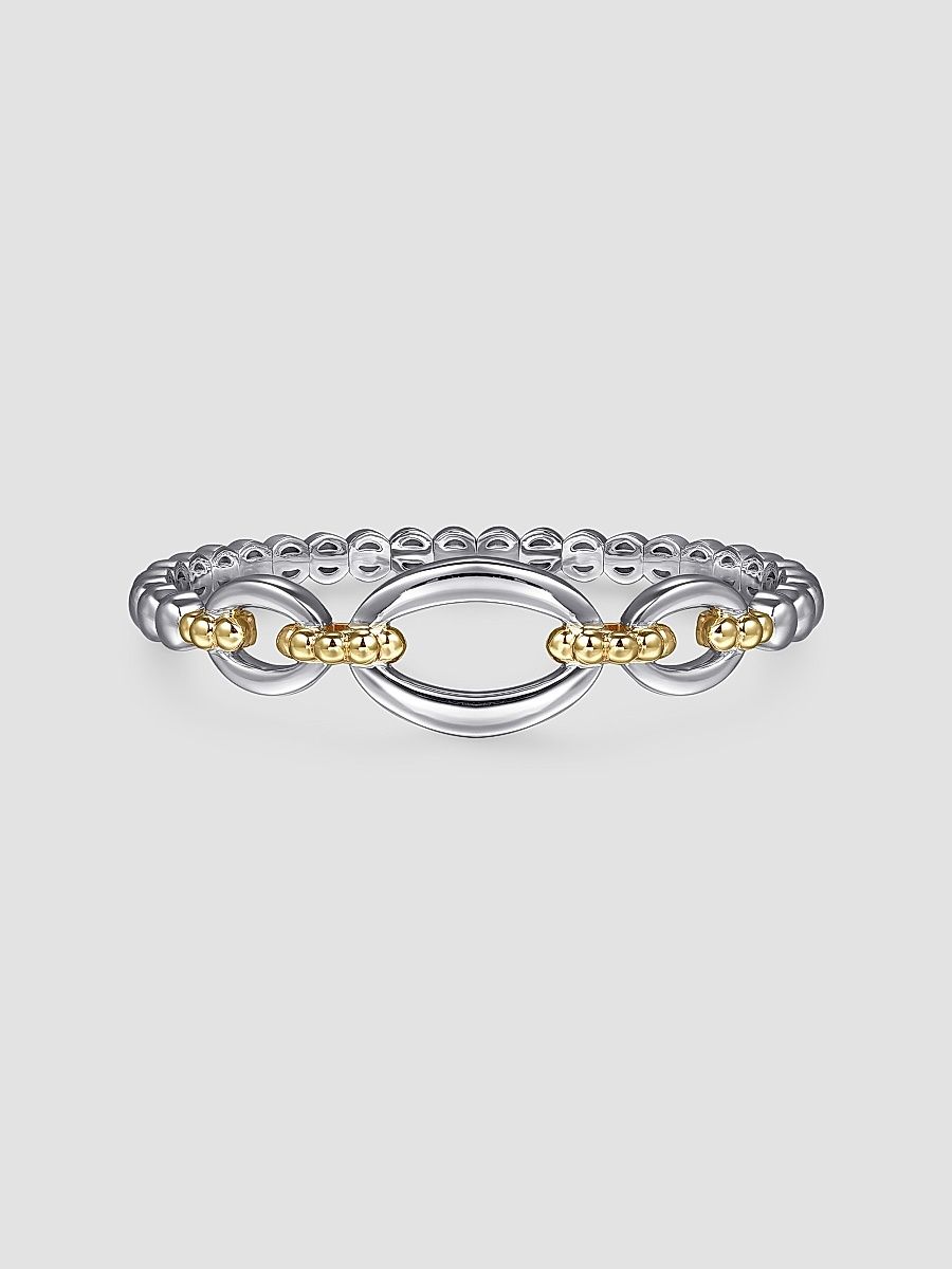 Gabriel & Co Women's Bujukan Sterling Silver & 14K Yellow Gold Link Bangle - Sterling Silver