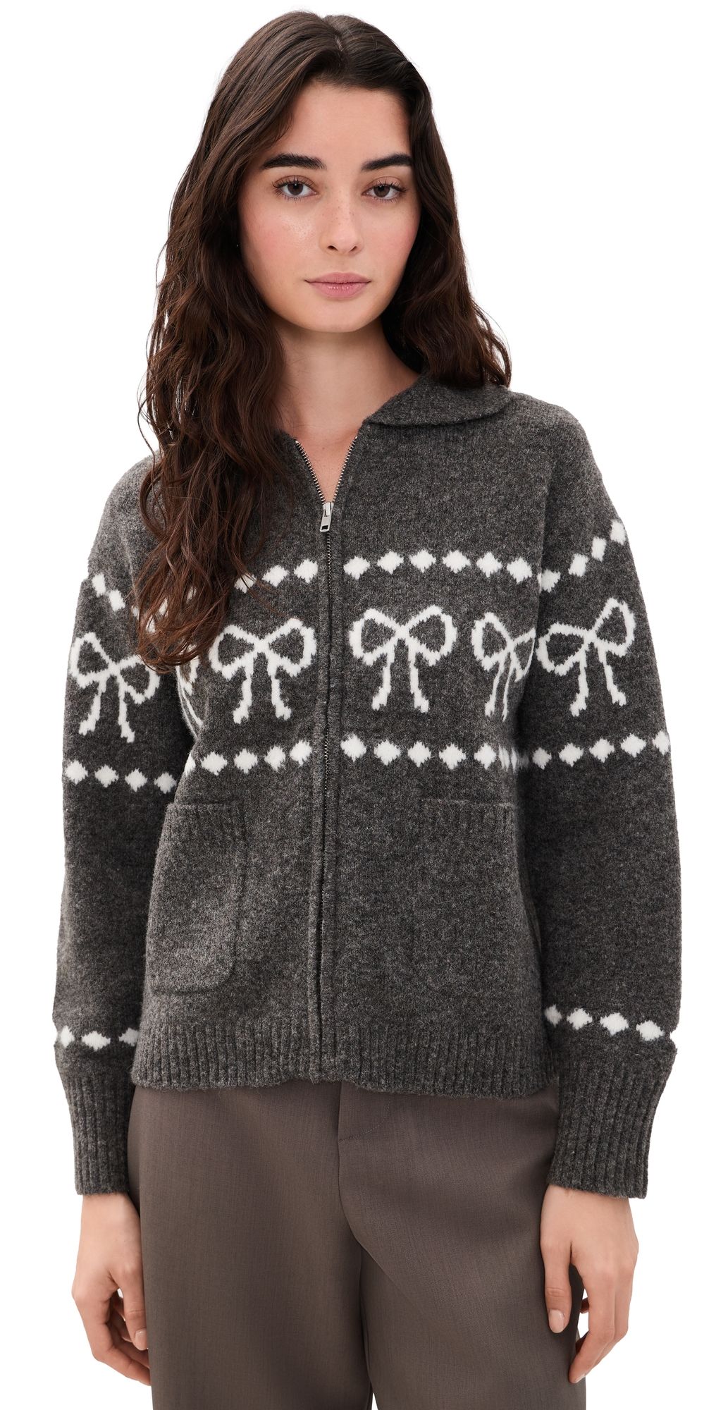 RAILS Rhea Sweater Charcoal Bows L
