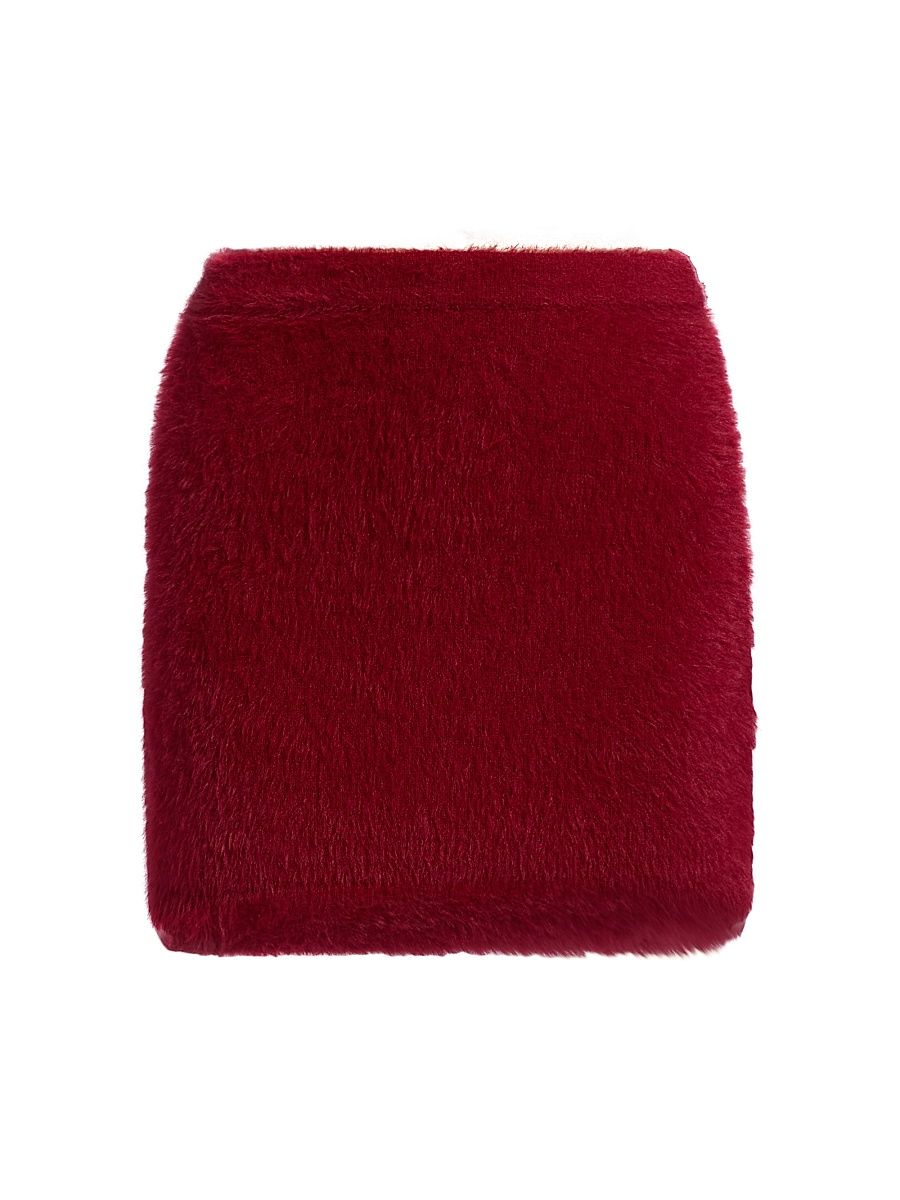 Women's Fitted Eyelash Miniskirt - Red - Size Large