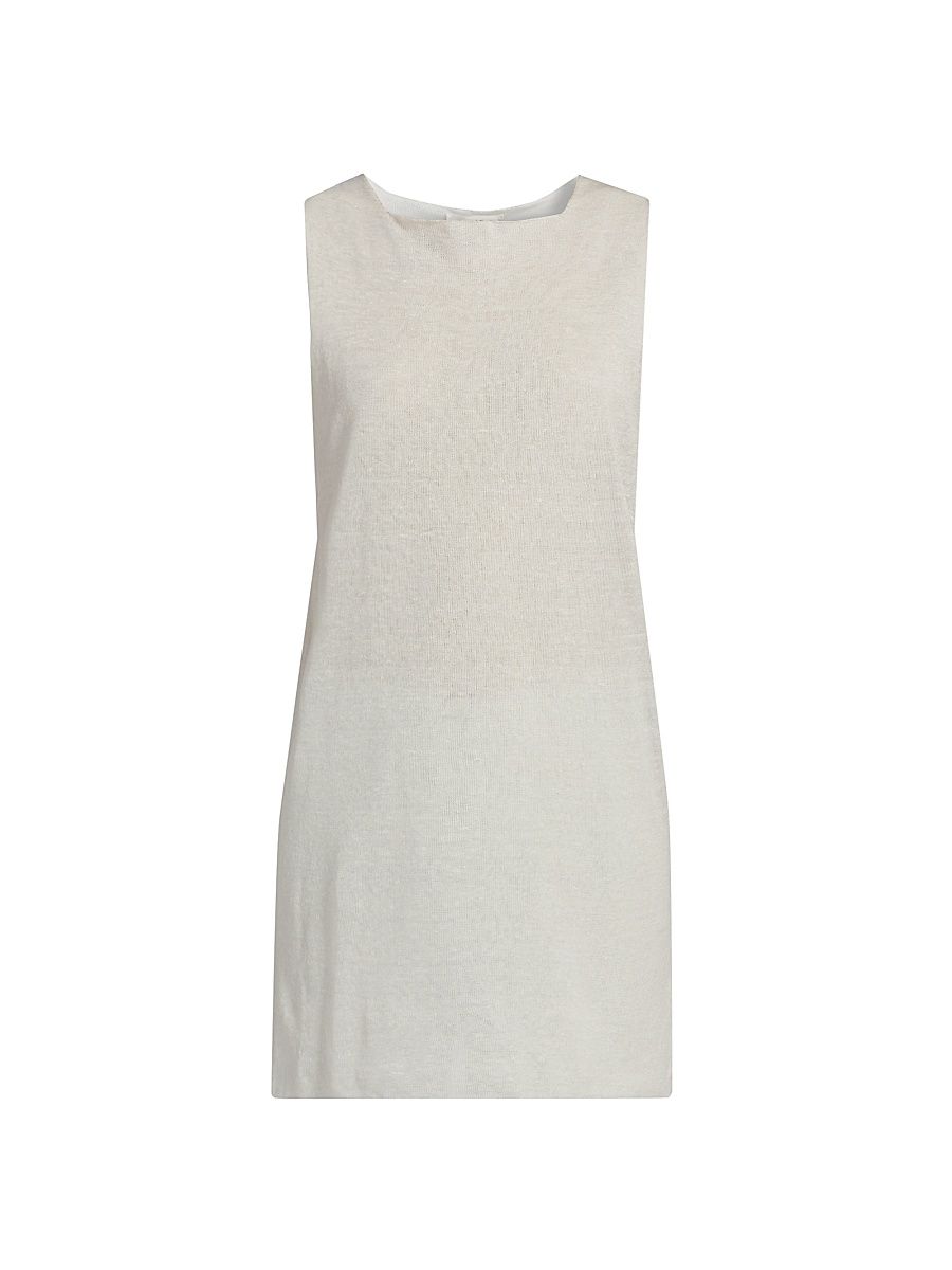 Women's Jaylen Linen-Blend Longline Top - White - Size XL