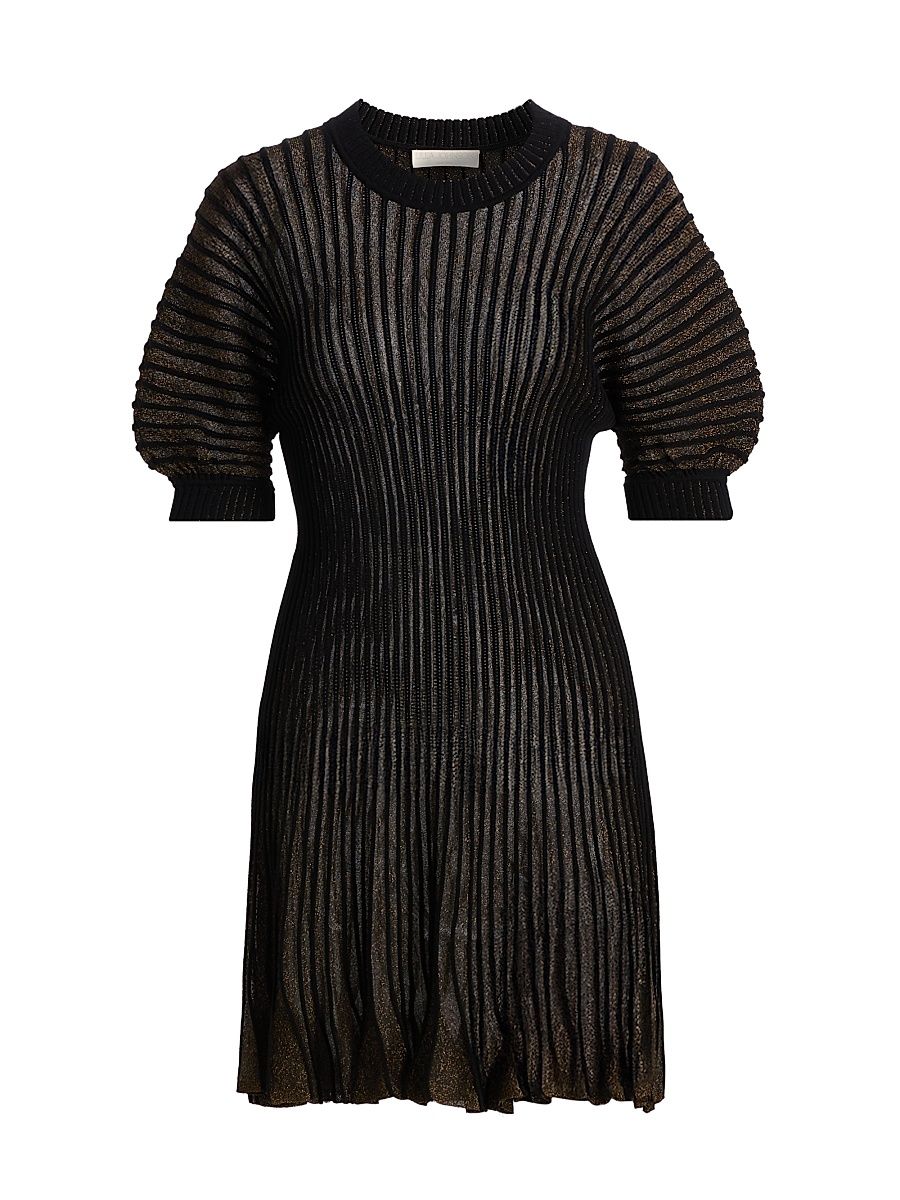 Women's Talie Glitter Puff-Sleeve Minidress - Noir - Size XL