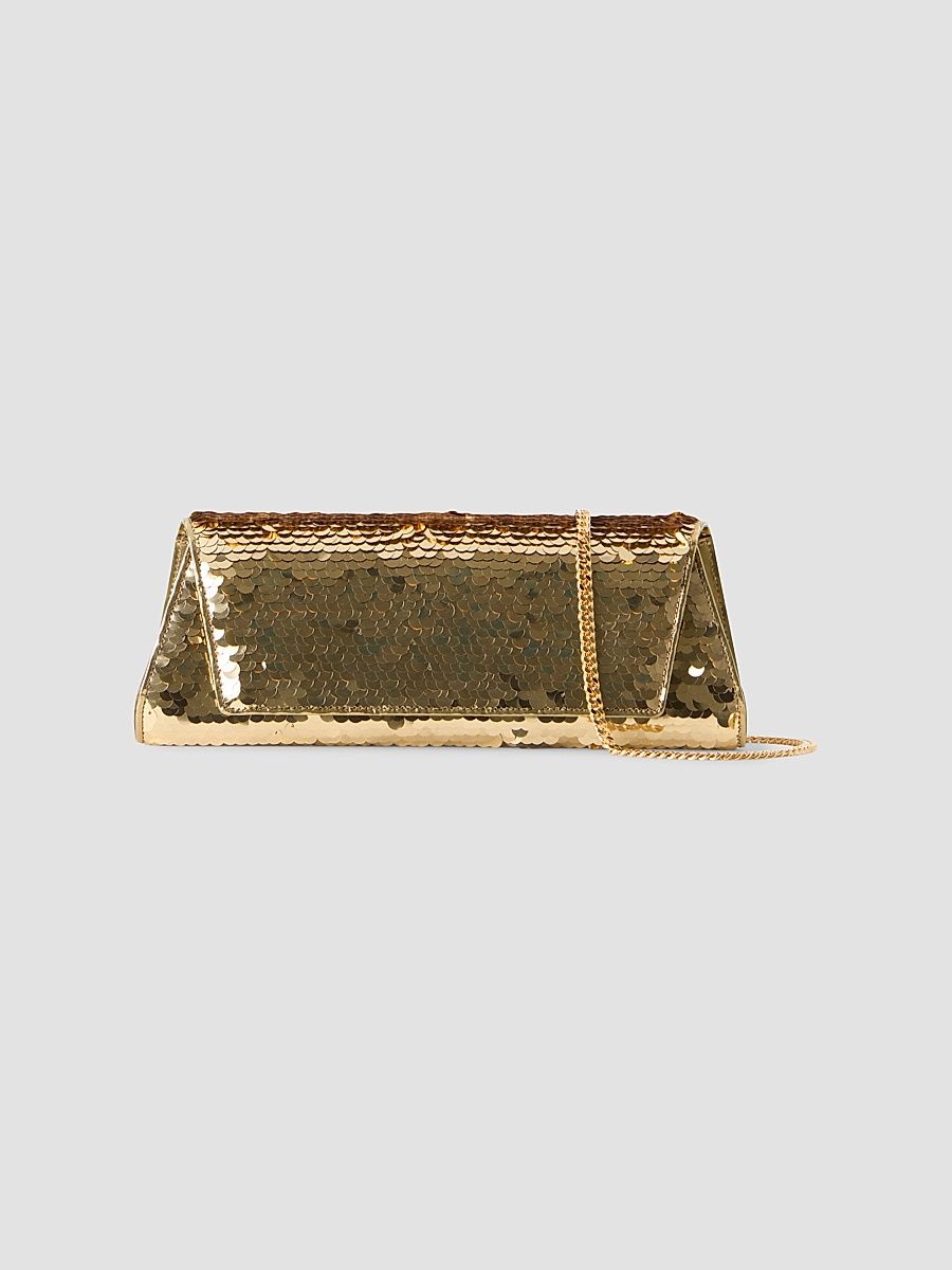 Women's Anouk Small Sequin-Embellished Satin Convertible Clutch - Gold Met