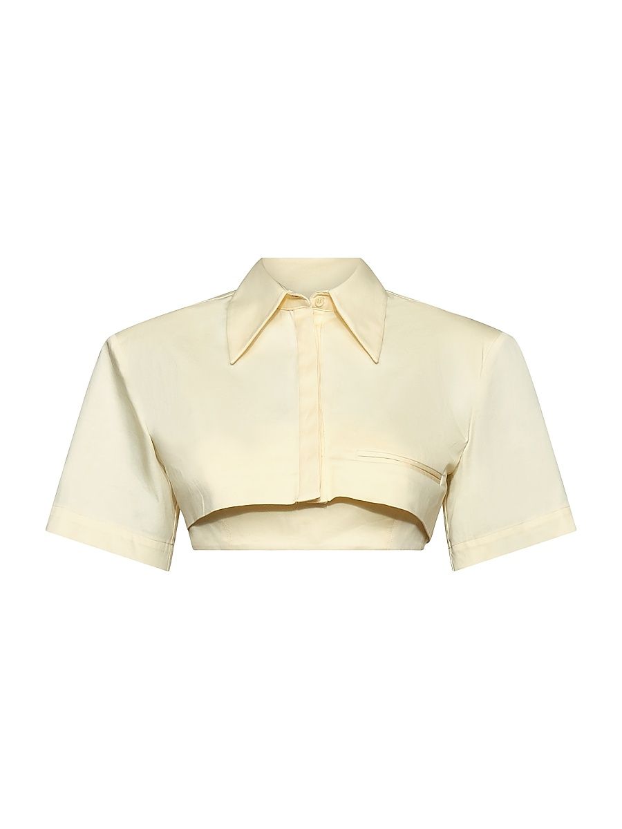 Women's Calvin Stretch-Cotton Crop Shirt - Wax - Size 12