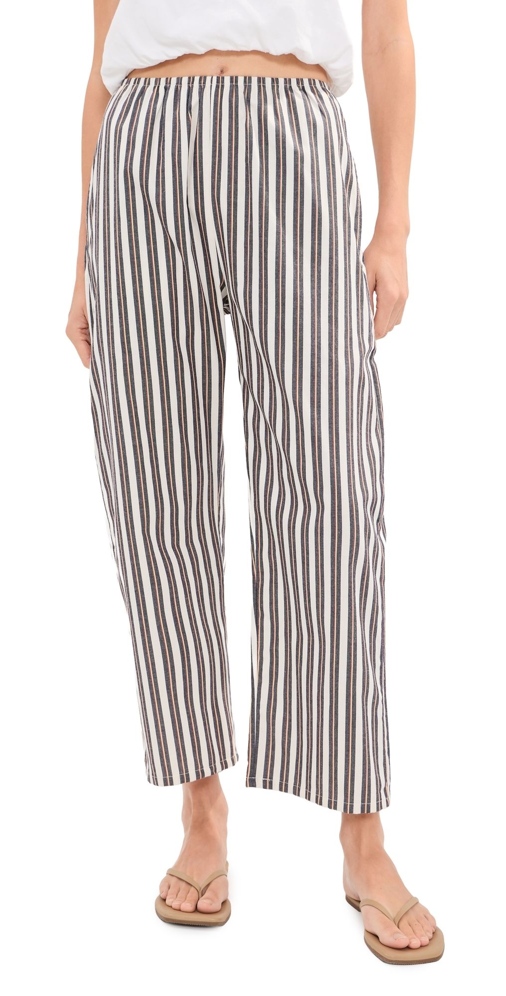 LE BOP Kelsey Cropped Mid Rise Pants Red/Navy Stripe XXS