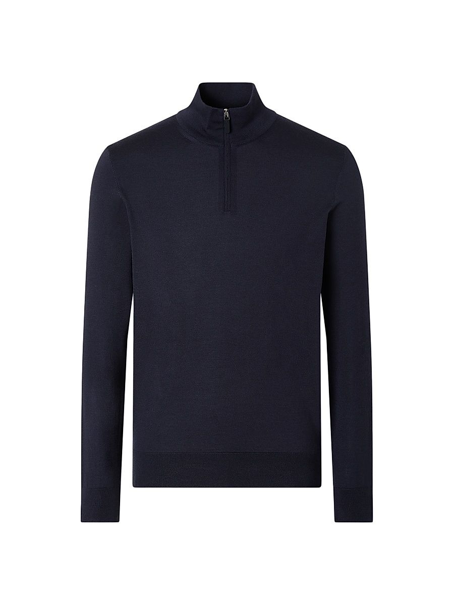 Men's Cashseta Zip Mockneck Sweater - Navy Blue - Size 50
