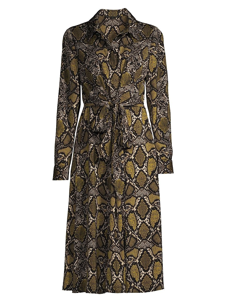Women's Marina Snakeskin-Printed Shirtdress - Marigold Multi - Size XS