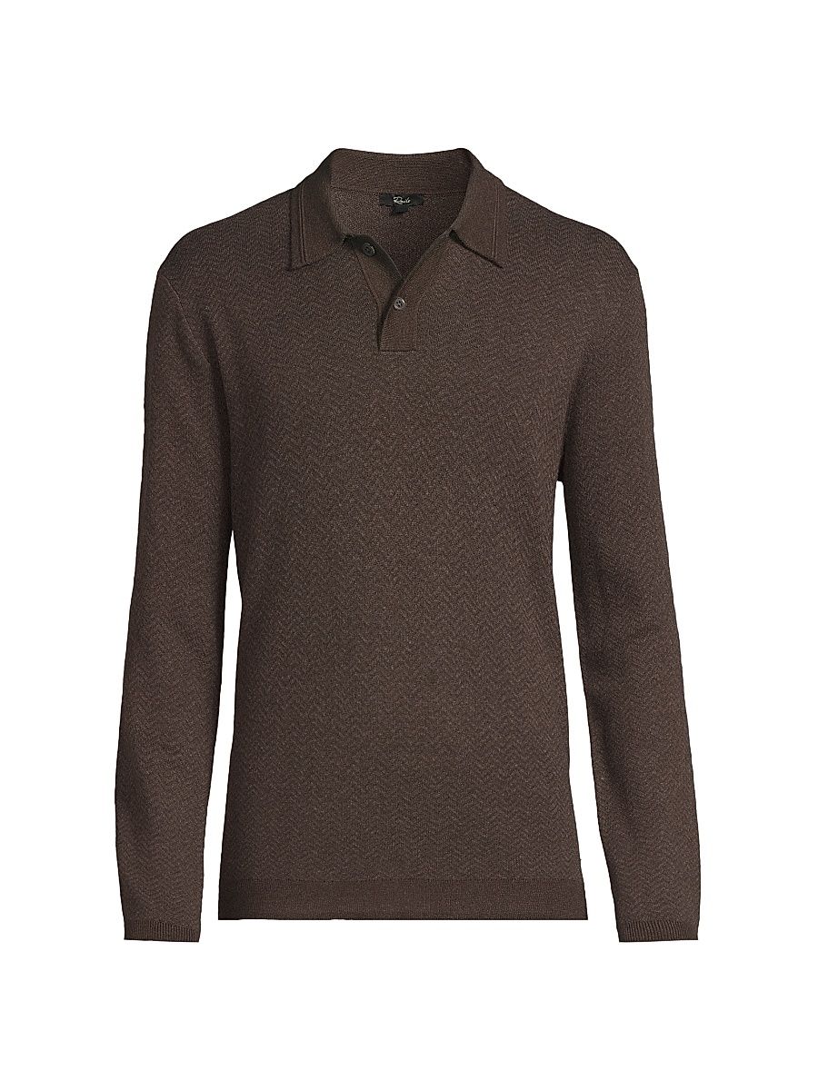 Men's Herrington Knit Polo Shirt - Brown Herringbone Melange - Size XXL