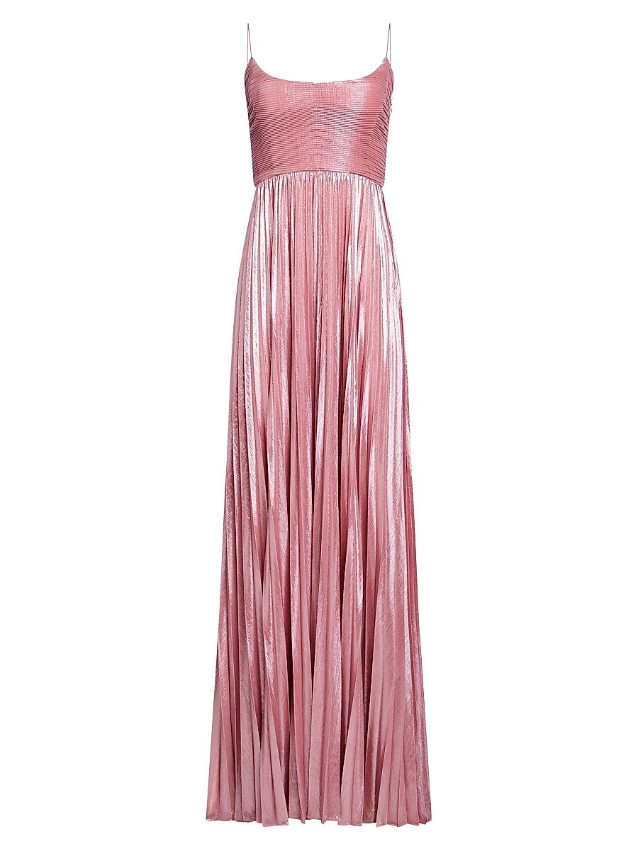 Women's Rhosyn Pleated Gown - Metallic Rosa - Size Large