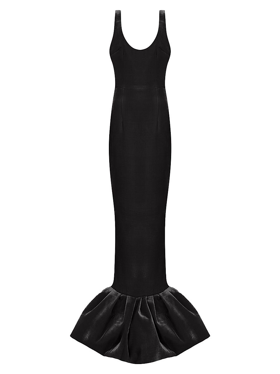 Women's Pualo Silk Trumpet-Hem Gown - Imperial Noir - Size 4