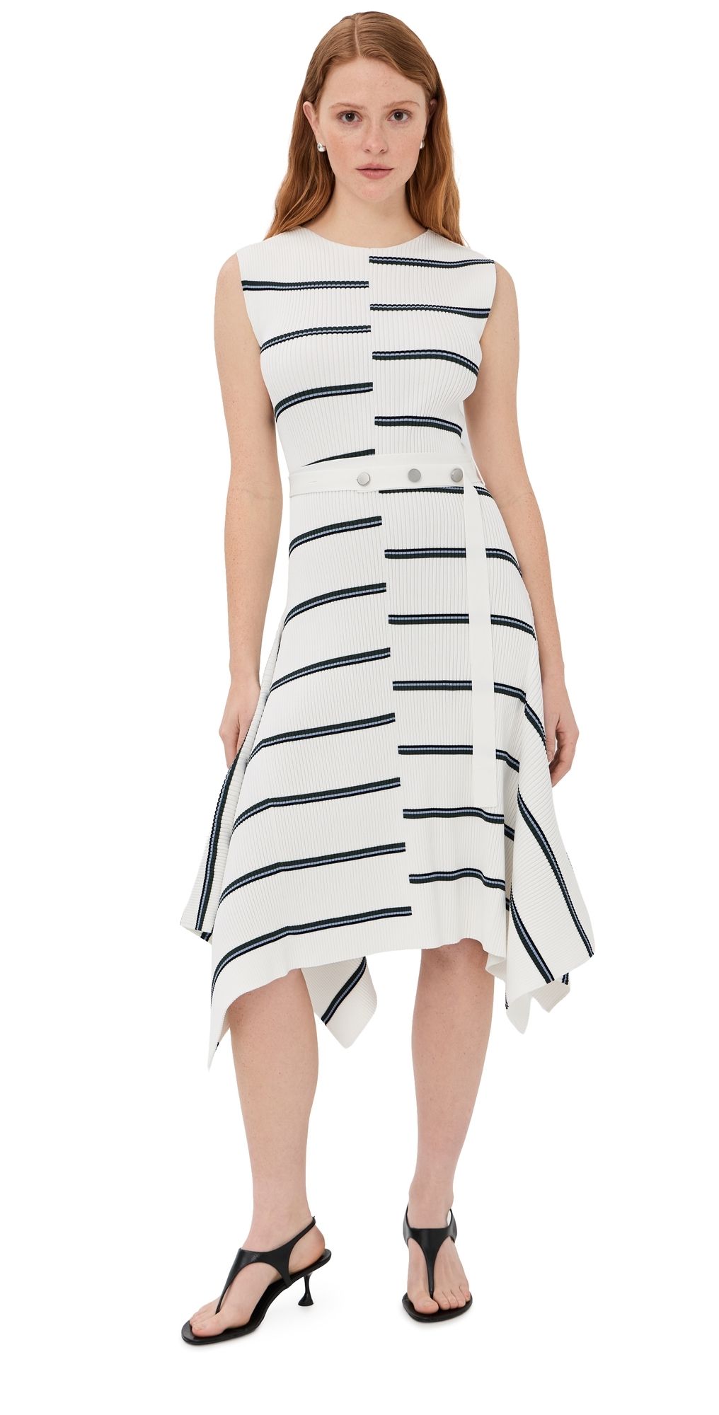 Proenza Schouler Artemis Rib Knit Dress White Multi M