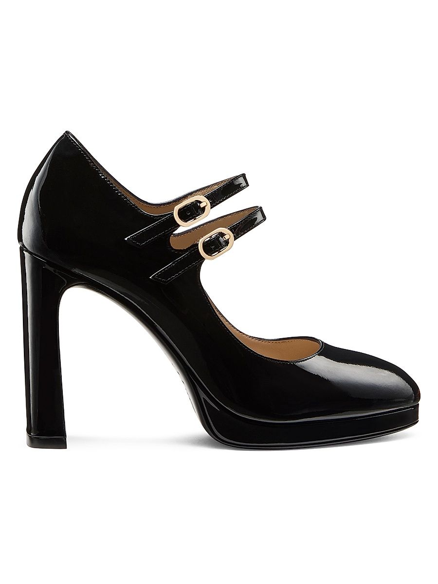Women's Babette 100MM Patent Leather Platform Mary Janes Pumps - Black - Size 9.5