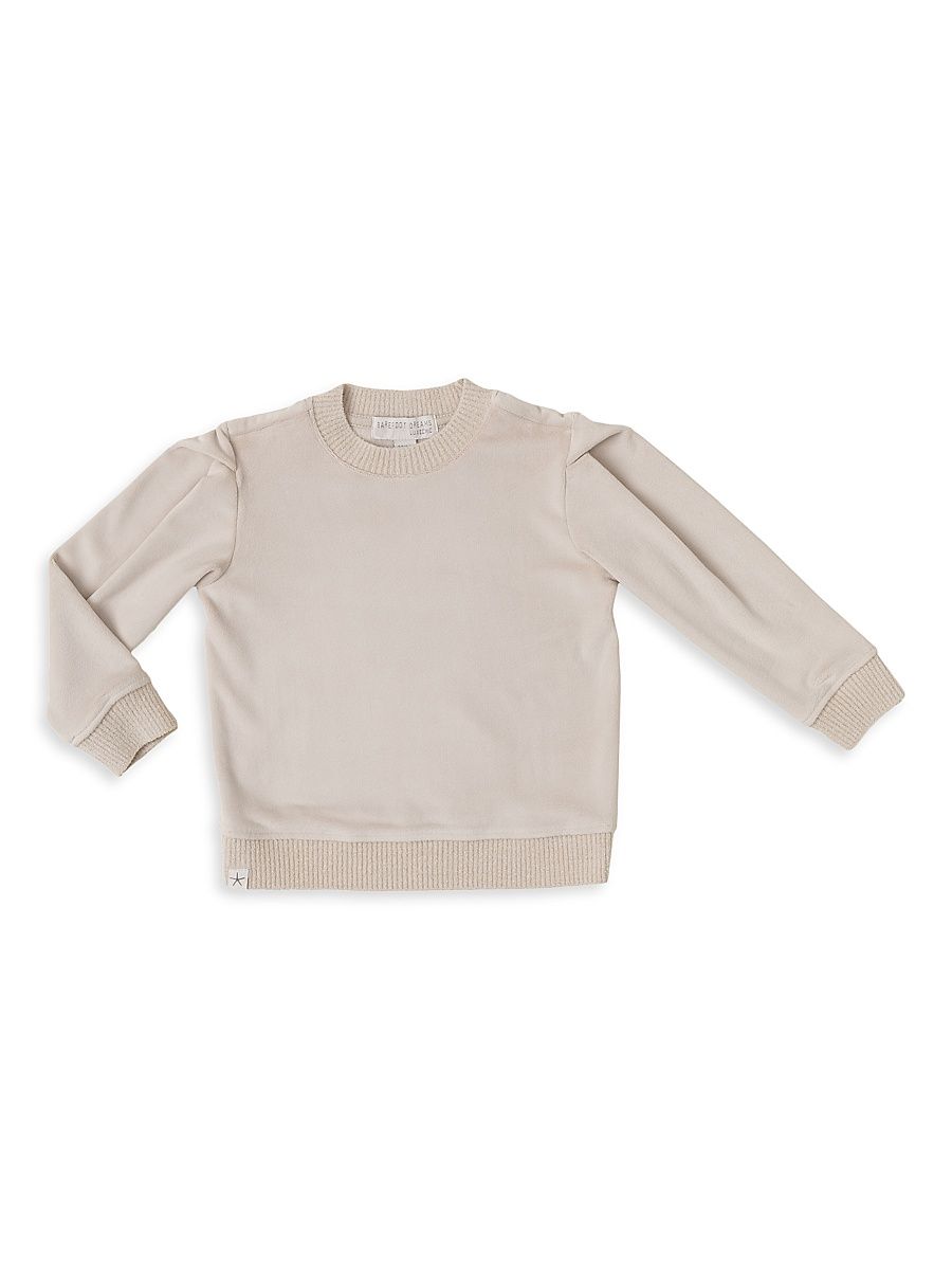 Little Girl's Luxechic Crewneck Pullover - Stone - Size 4