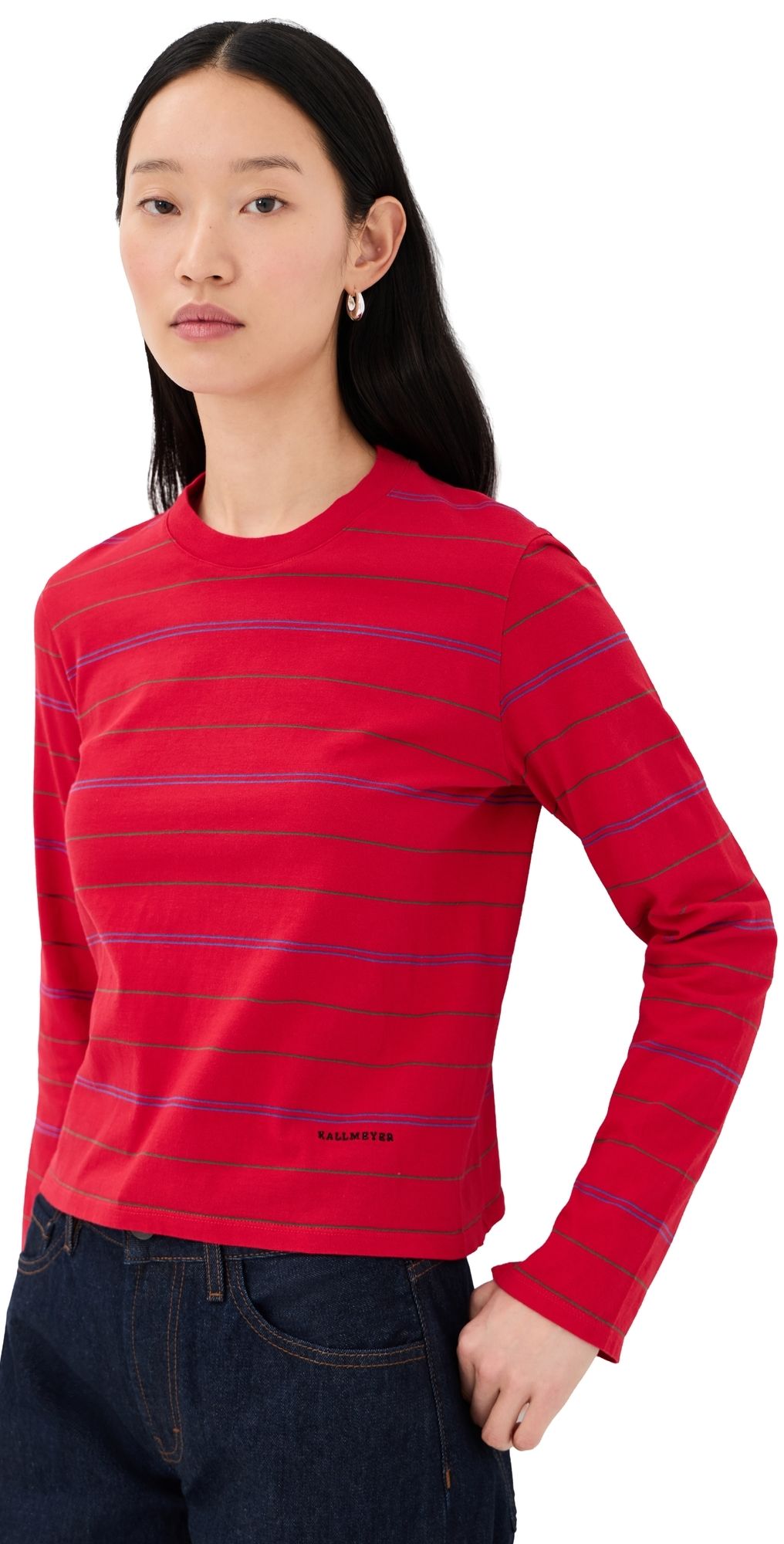 Kallmeyer Wynn Long Sleeve Tee Crimson Multi Stripe S