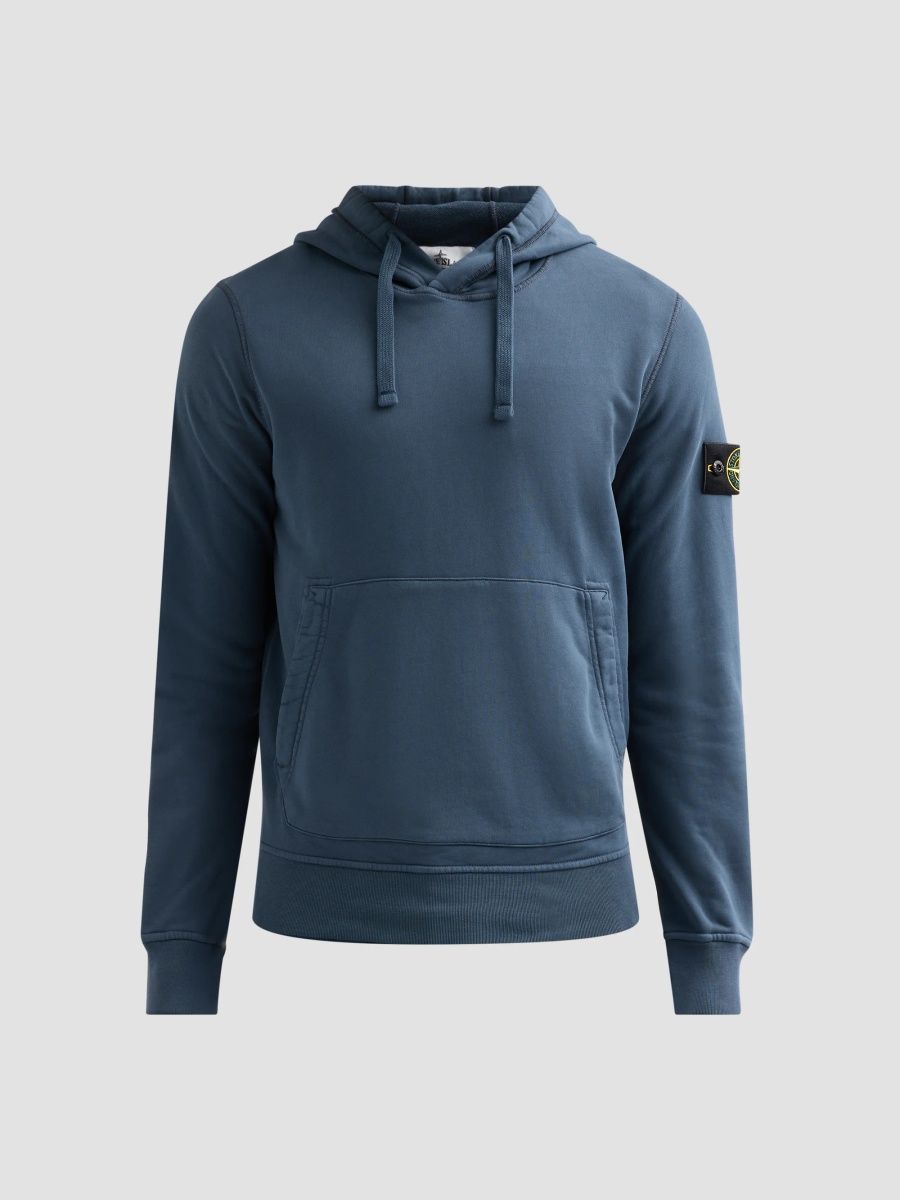 Stone Island Men's Cotton Drawstring Hoodie - Slate Blue - Size XXL