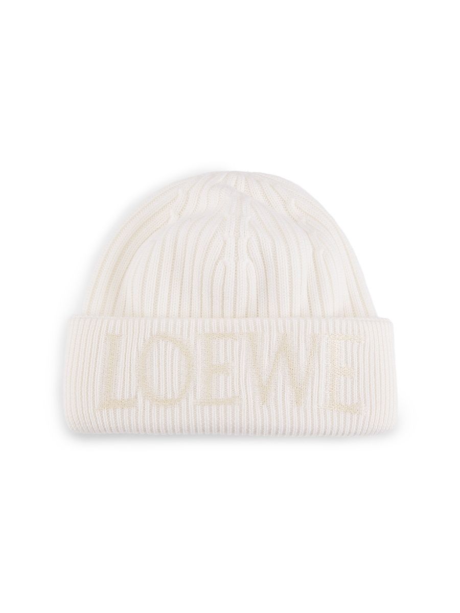 Women's Wool Blurred Logo Beanie - White