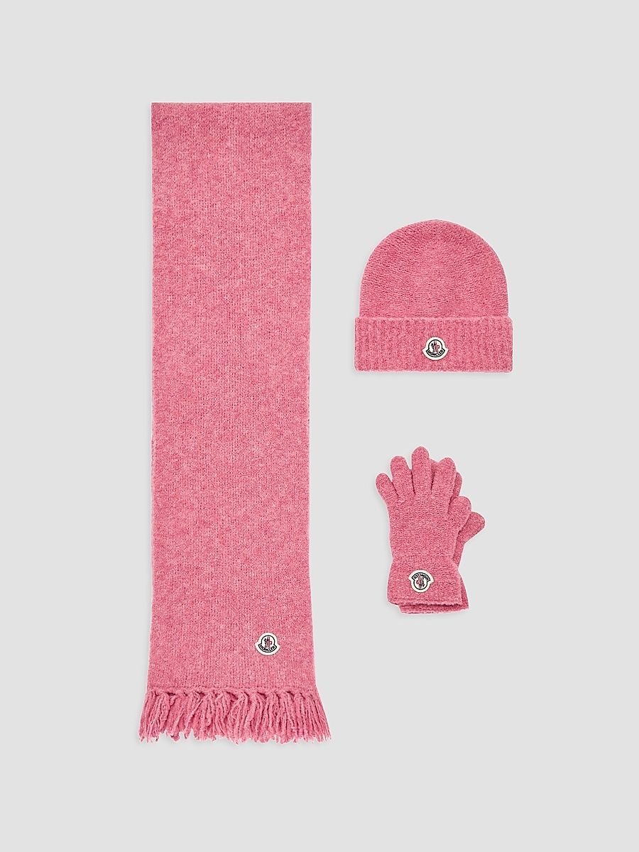 Little Girl's & Girl's Beanie, Scarf and Gloves Set - Bright Pink - Size 8
