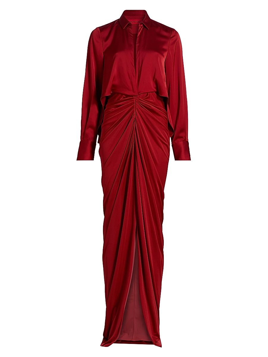 Halston Women's Katrine Mix Media Draped Gown - Auburn - Size 2