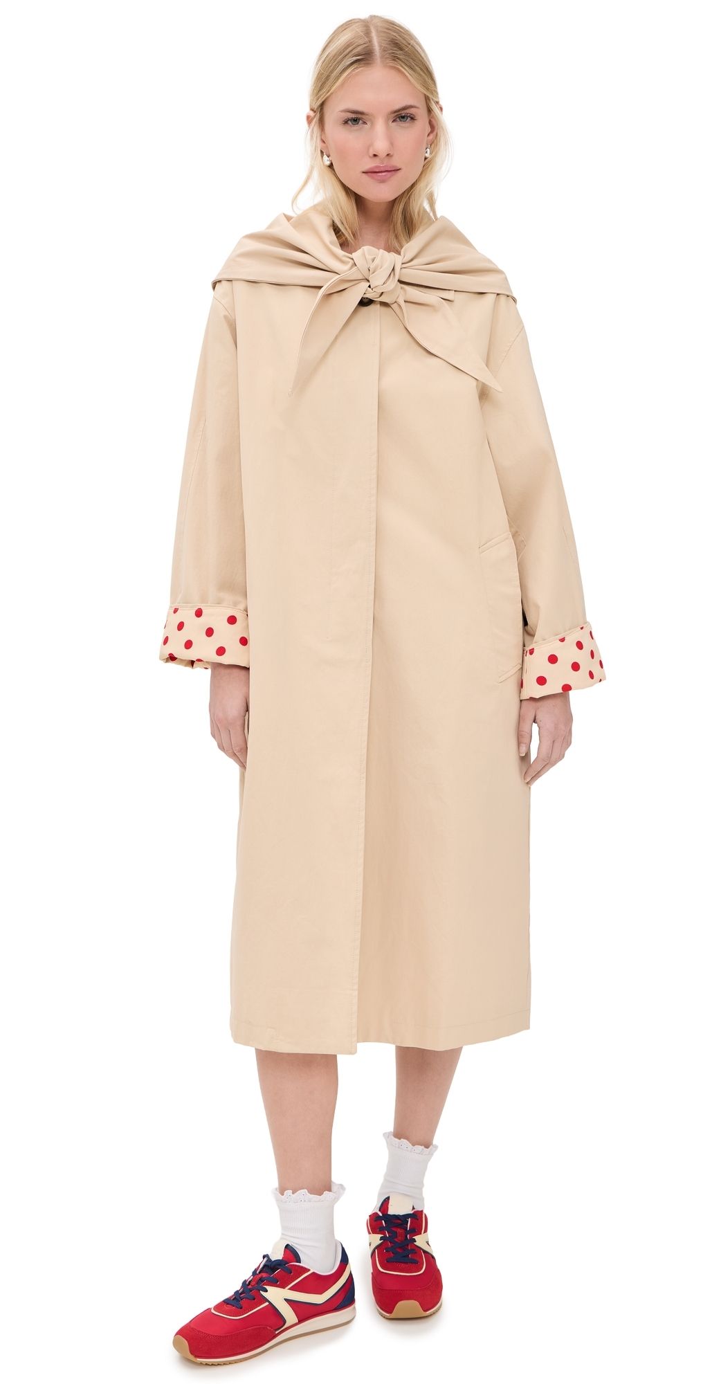 Lisa Says Gah Olson Trench Coat Scarlet Dot XS